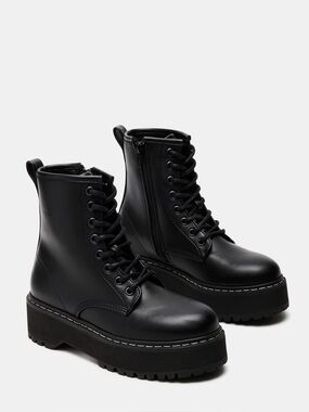 Steve Madden Betty Platform Black Combat Boots